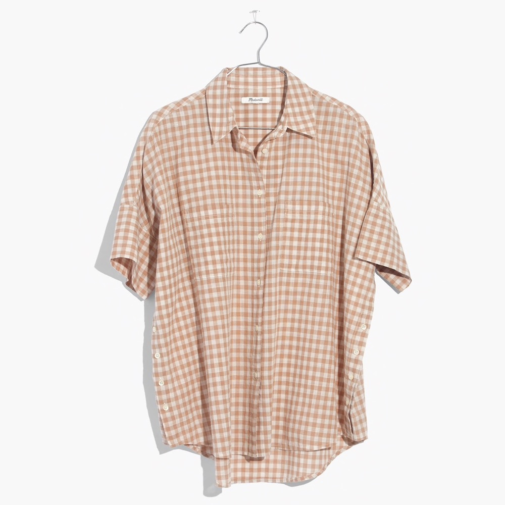Courier side-button shirt in gingham check